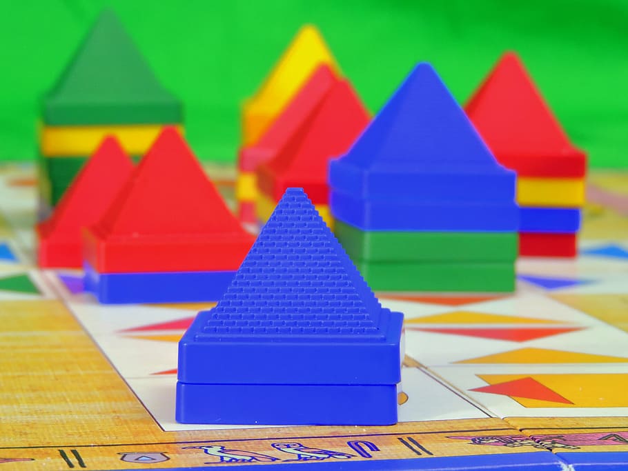 game, pyramids, play, board game, pastime, buildings, multi colored HD wallpaper