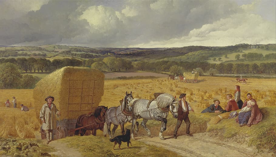 man standing beside horses painting, John Herring, Artistic, oil on canvas, HD wallpaper