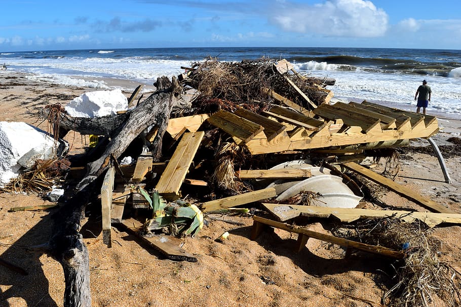 beach debris, cleanup, hurricane irma, destruction, damage, HD wallpaper