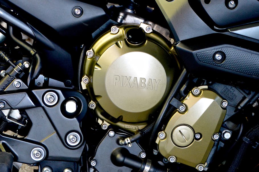close-up photo of Pixabay engine, yamaha, motorcycle, screw, view details, HD wallpaper