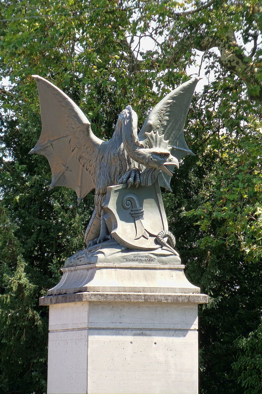 basel, dragon, stone, stone sculpture, mythical creatures, figure HD wallpaper