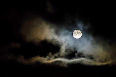 full moon, white, cloud, infront, night, time, dark, sky, bright HD wallpaper