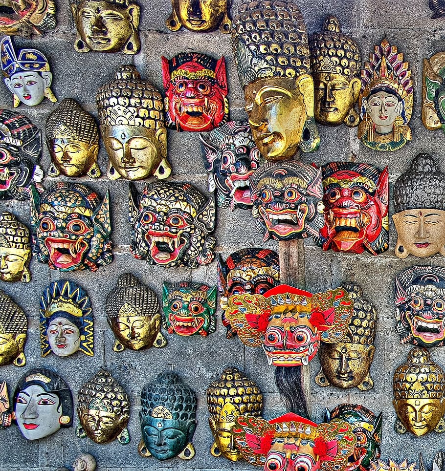 wall faces, decoration, caucasian, golden, gift, cultures, art and craft HD wallpaper