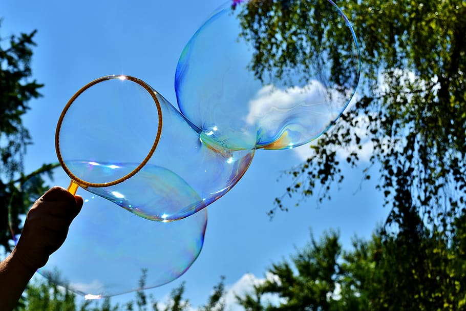 soap bubble, huge, large, make soap bubbles, wabbelig, iridescent HD wallpaper