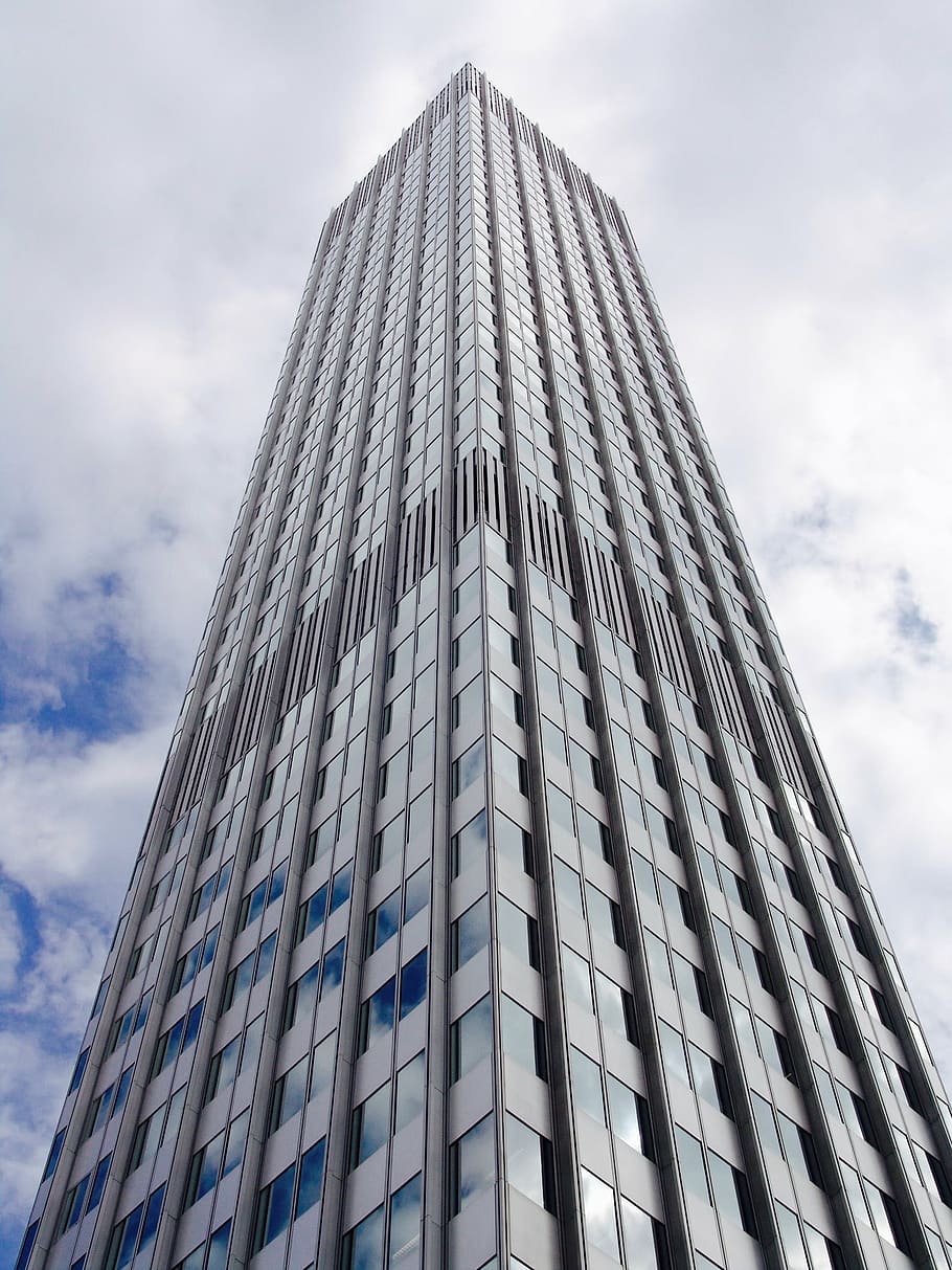frankfurt, skyscraper, gloss, mirror, architecture, clouds HD wallpaper