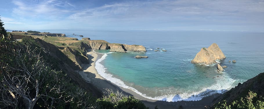 route 1, ocean, california, scenic, coast, rocks, sea, coastline, HD wallpaper