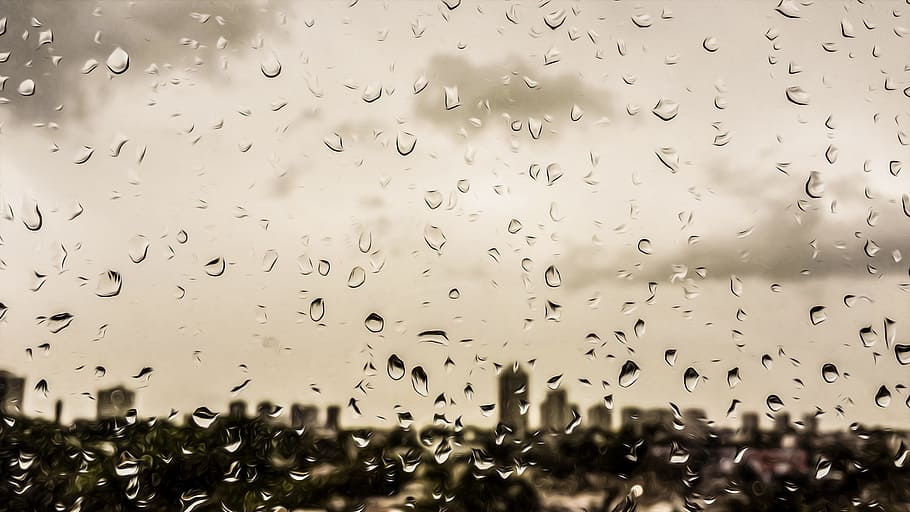 photo of droplets of water, drops, rain, city, window, raindrop HD wallpaper
