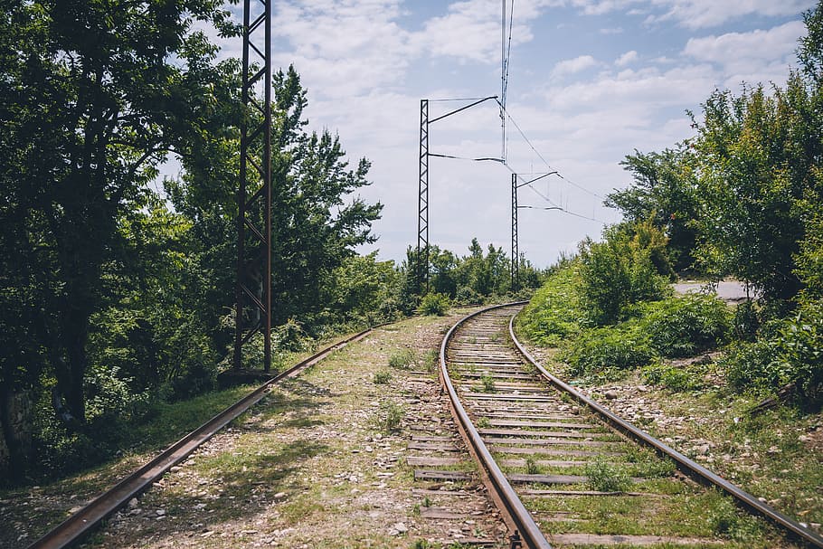 the scenery, train tracks, views, railroad track, rail transportation HD wallpaper