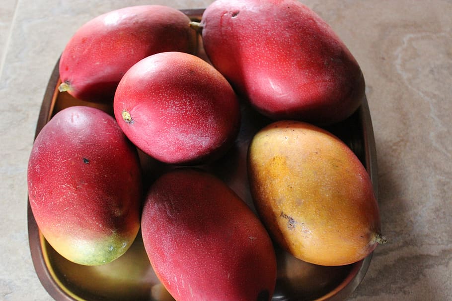 fruit, manga, fruit bowl, food, freshness, organic, red, food and drink HD wallpaper