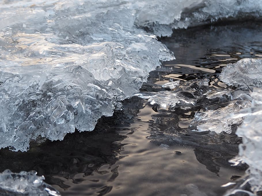 ice, water, crystals, reflection, nature, winter, cold temperature HD wallpaper