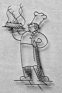 baker, wall, sketch, cake, black and white, frame, advertising HD wallpaper