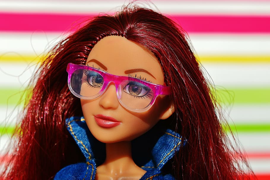 doll, pretty, face, eyes, glasses, beauty, hair, girl, play HD wallpaper