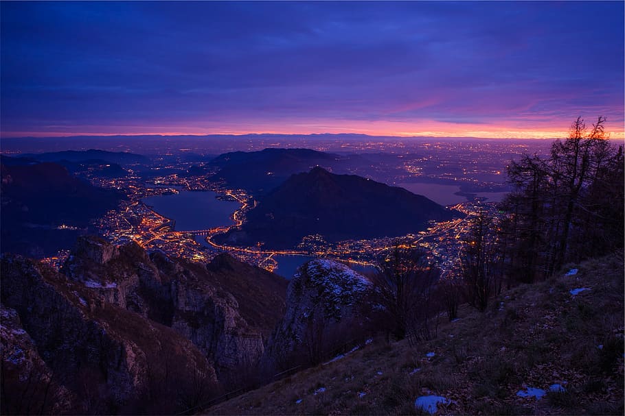 landscape photography of city during golden hour, high, angle HD wallpaper
