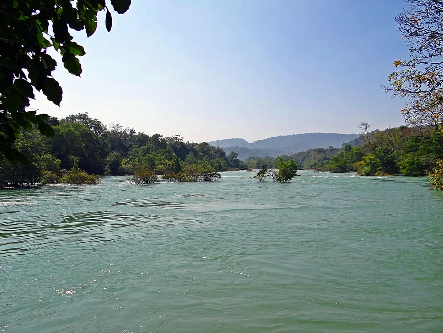 river, kali, water, flow, scenery, western ghats, dandeli, india