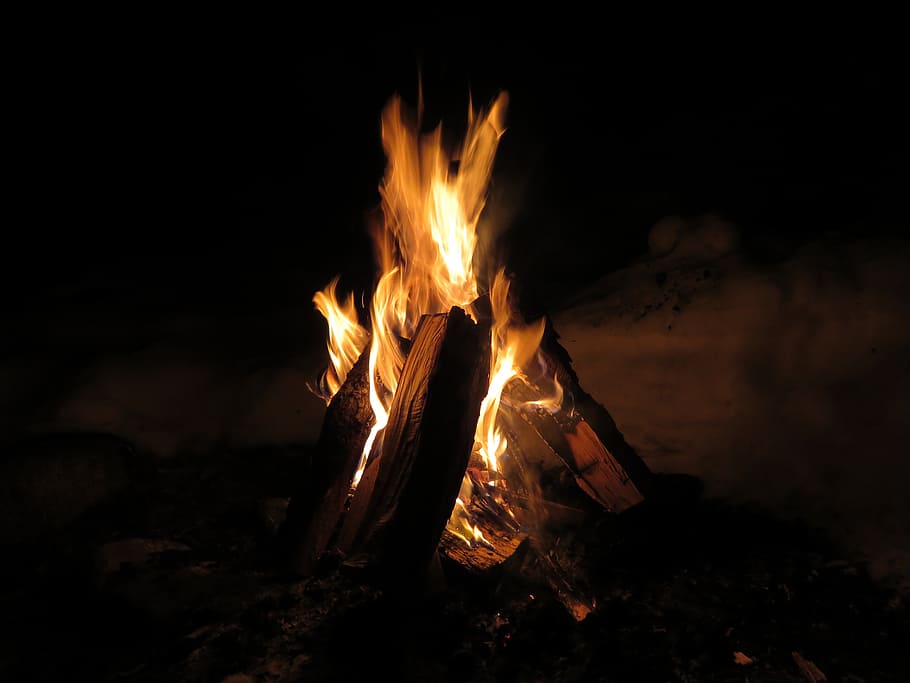 close up photo of bonfire, flames, campfire, burn, blaze, wood HD wallpaper