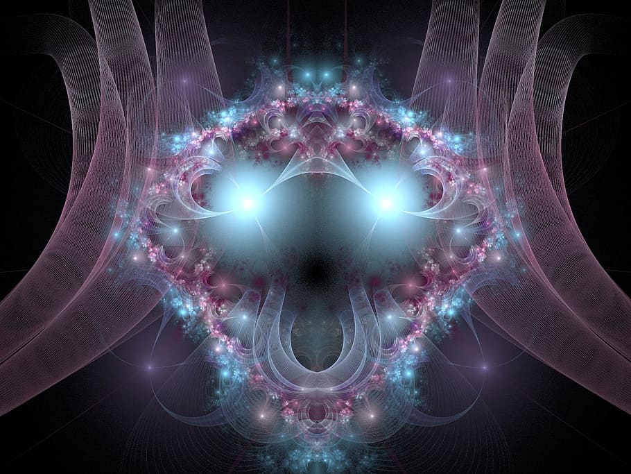fractal, pink, blue, design, artwork, decoration, creative HD wallpaper