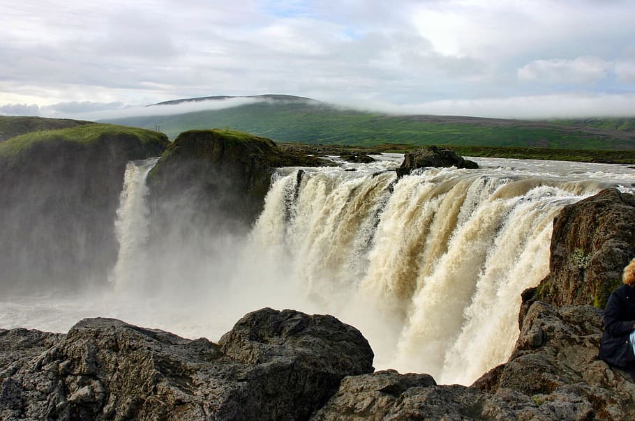 Iceland, Waterfall, Landscape, motion, long exposure, flowing water HD wallpaper