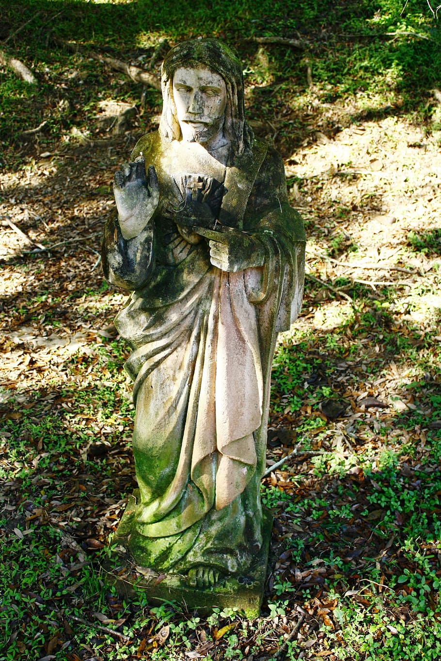 jesus, stone, garden, monument, christ, nature, grass, human representation HD wallpaper