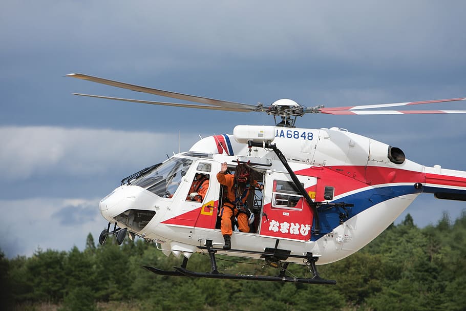 akita, namahage, rescue, helicopter, flying, air Vehicle, mode of transportation, HD wallpaper