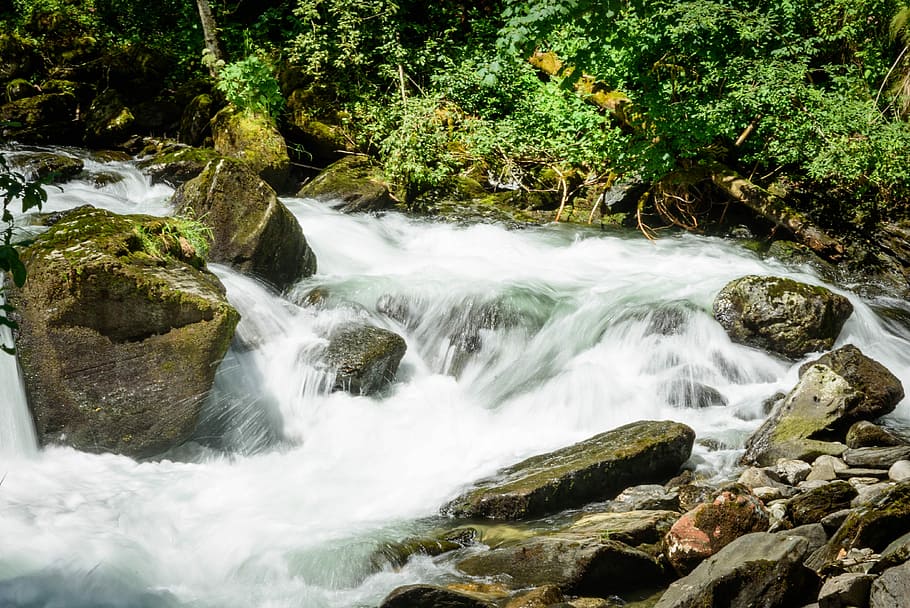 waterfall, torrent, alpine, nature, bach, murmur, waters, mountain stream HD wallpaper