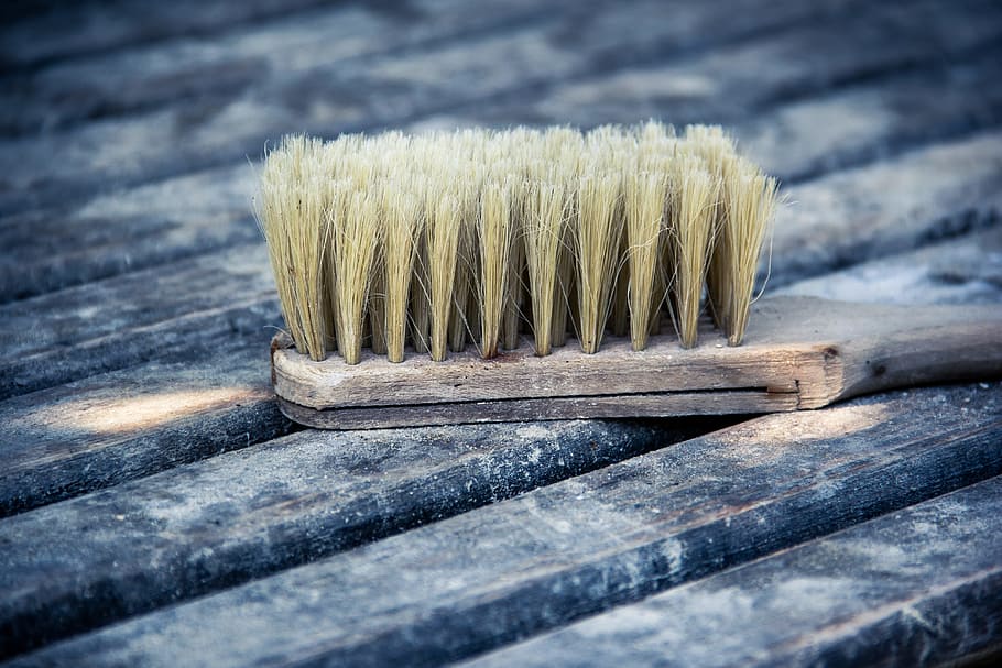 brush, wood, portrait, object, wooden, tool, design, work, table HD wallpaper