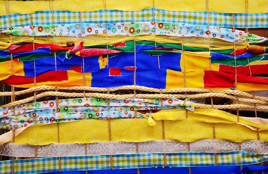 fabric, bands, colorful ribbons, textile, pattern, structure HD wallpaper