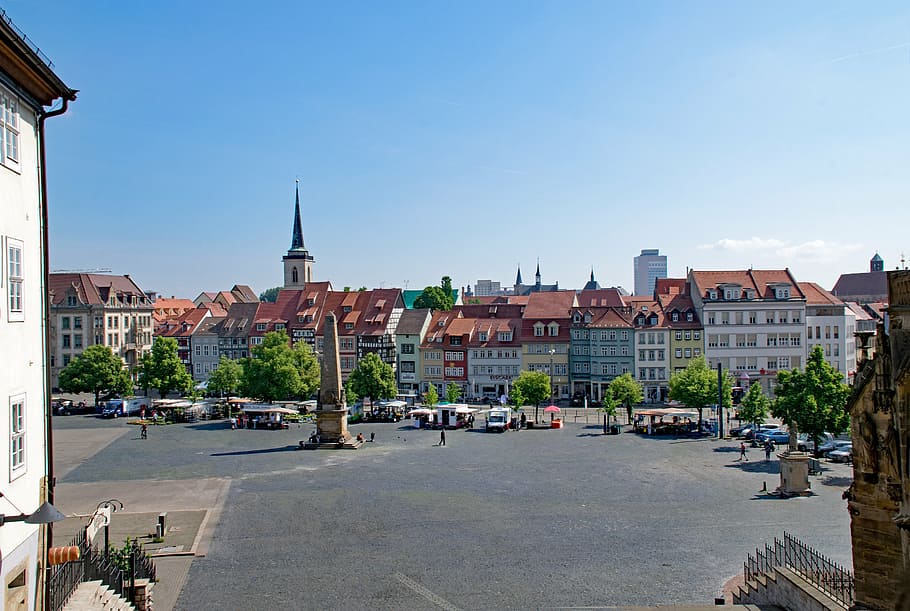 cathedral square, erfurt, thuringia germany, old town, old building, HD wallpaper