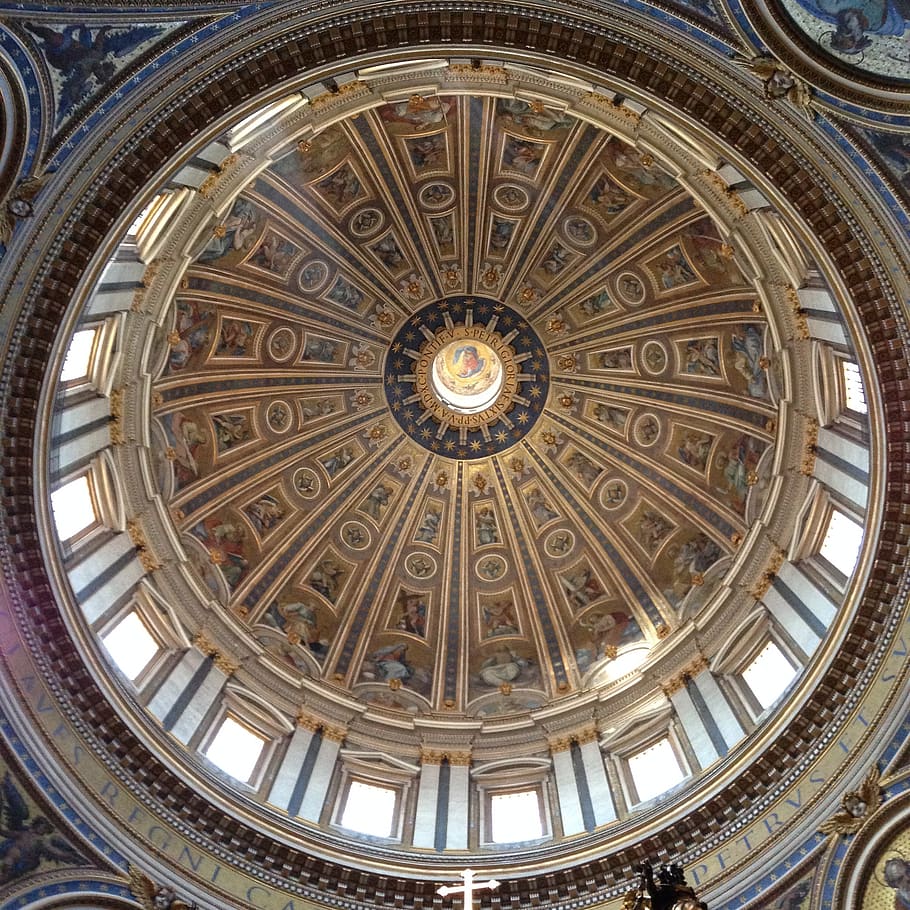 ceiling, pattern, windows, dome, italy, architecture, built structure HD wallpaper