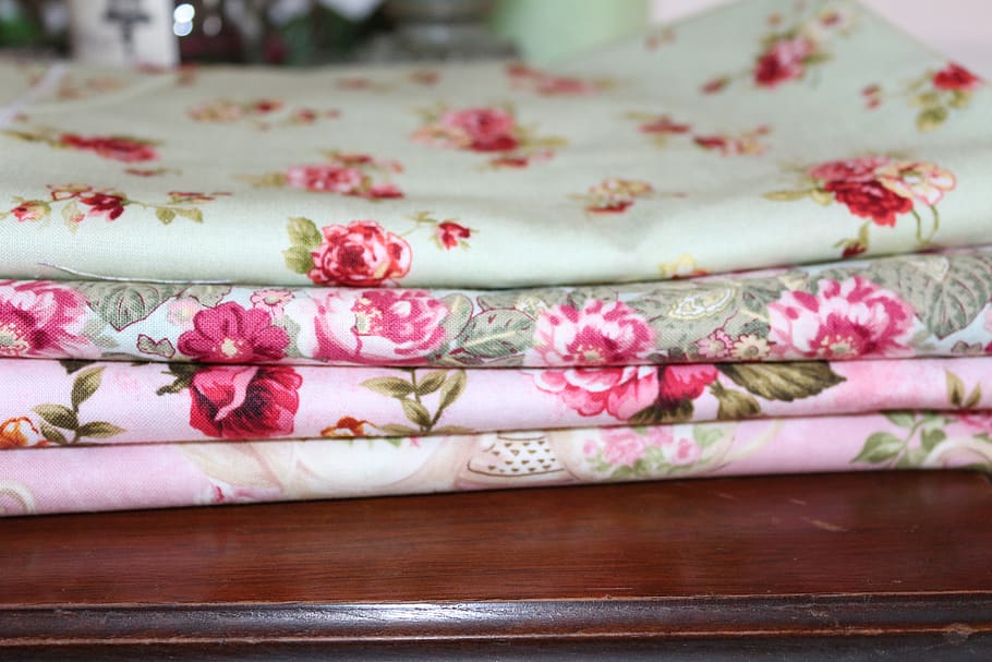 fabric, sewing, craft, material, rose pattern, textile, create HD wallpaper