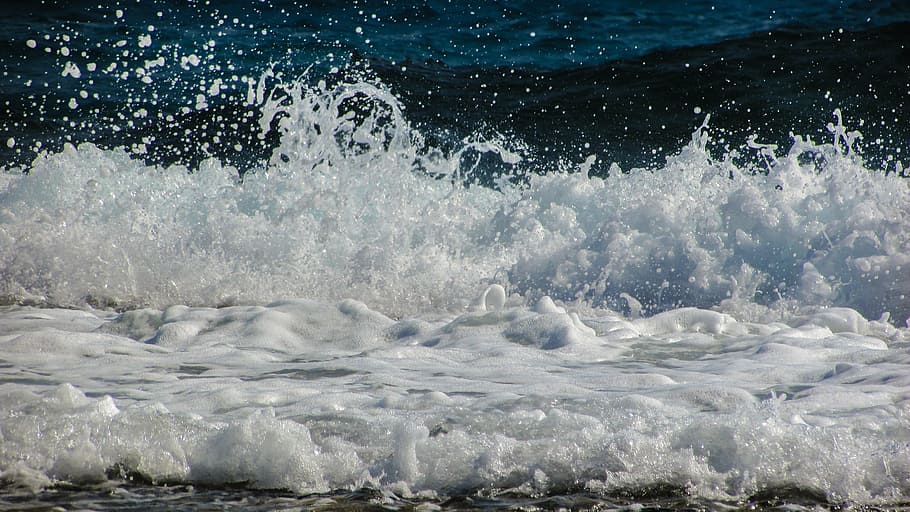 wave, smashing, sea, beach, nature, spray, foam, power, energy HD wallpaper