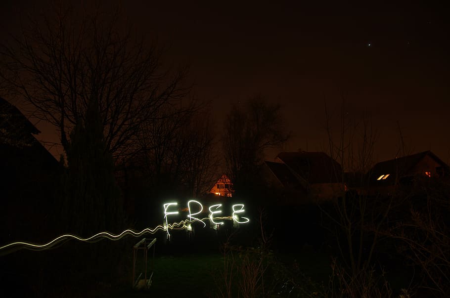 Free neon signage, turned-on white free LED signage, lights, illuminated HD wallpaper