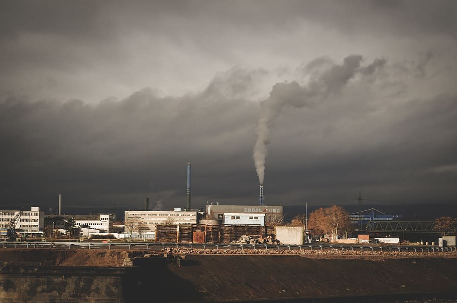 architecture, building, infrastructure, chimney, smoke, plant HD wallpaper