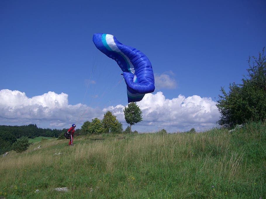 paragliding, start trial, pilot, paraglider, floating sailing HD wallpaper