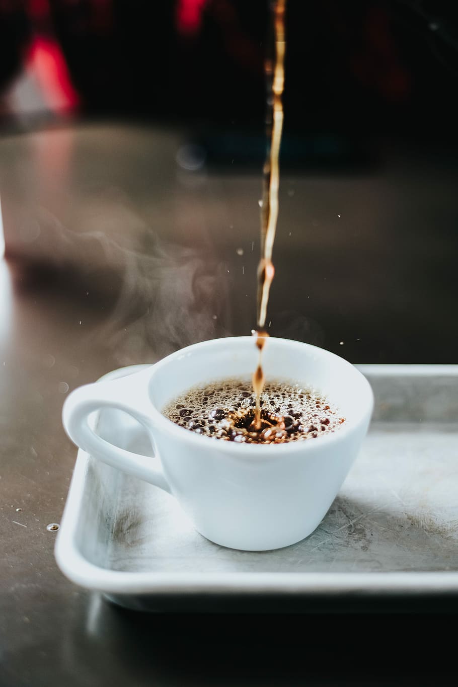 time lapse photography of coffee on cup, photo of pouring of coffee in white ceramic cup HD wallpaper