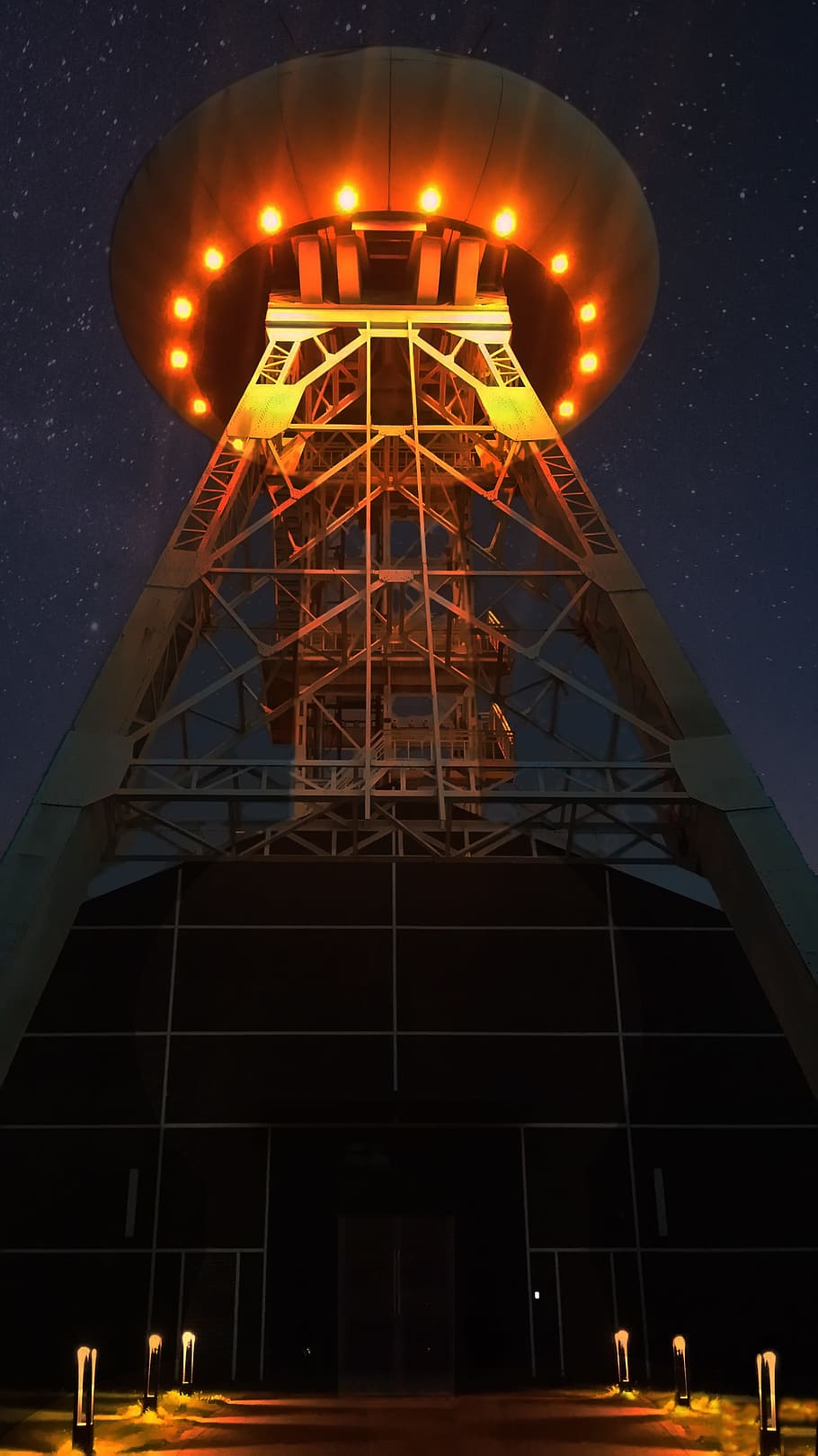 Ufo, Night, Headframe, Ruhr Area, bill, north rhine westphalia HD wallpaper