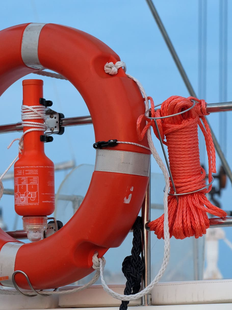 lifebelt, lifeline, rescue light, boat, ship, nautical, rope, HD wallpaper
