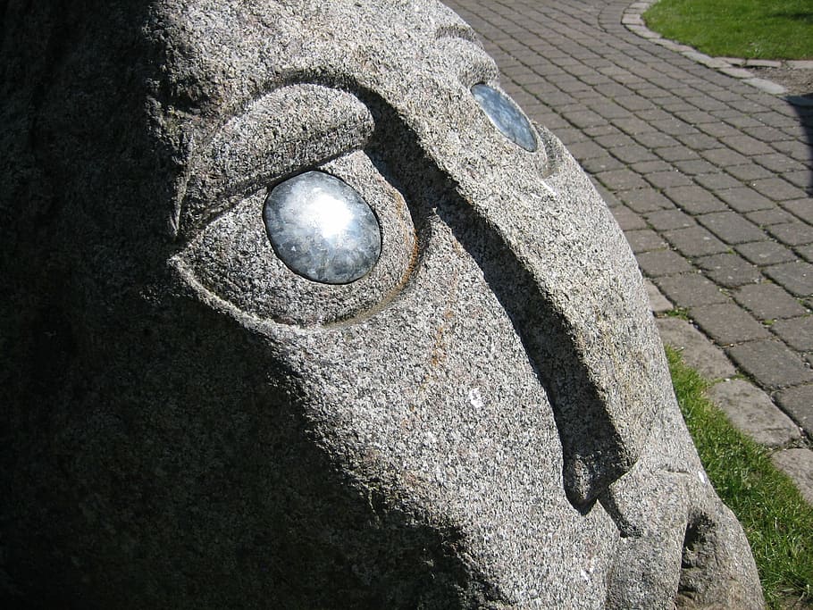 sculpture, face, stone, view, art, no people, close-up, animal HD wallpaper