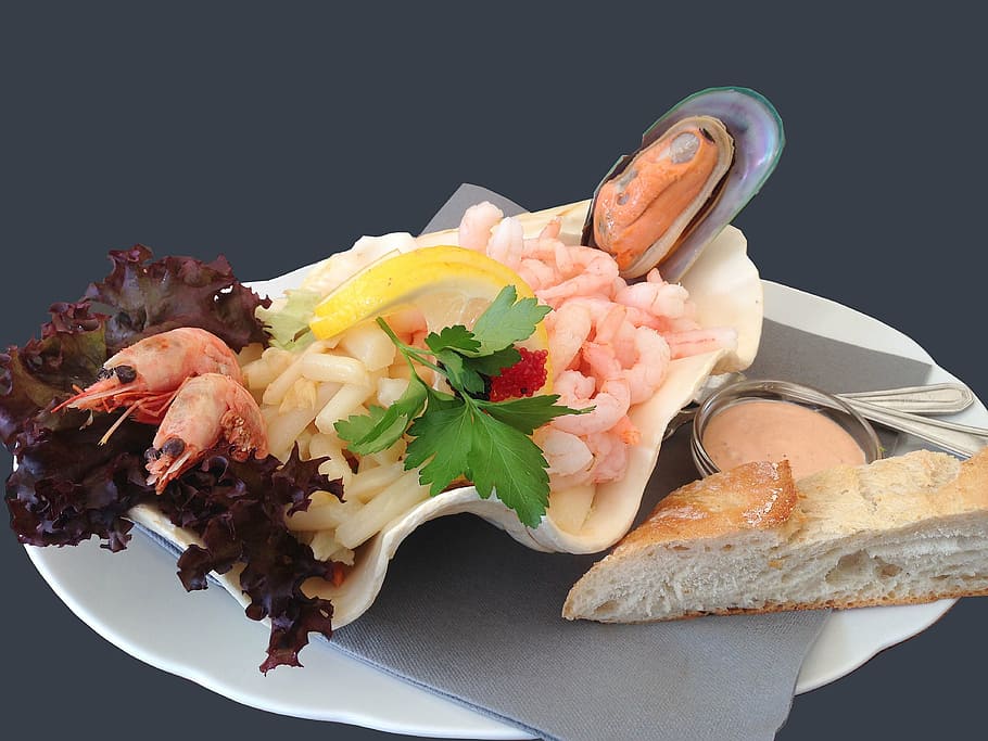 seafood, prawns, refreshments, fish, party food, portion served HD wallpaper