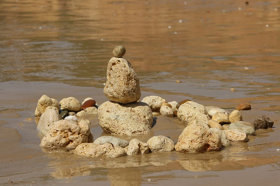 construction, stone, art, beach, work of art, statue, sculpture HD wallpaper