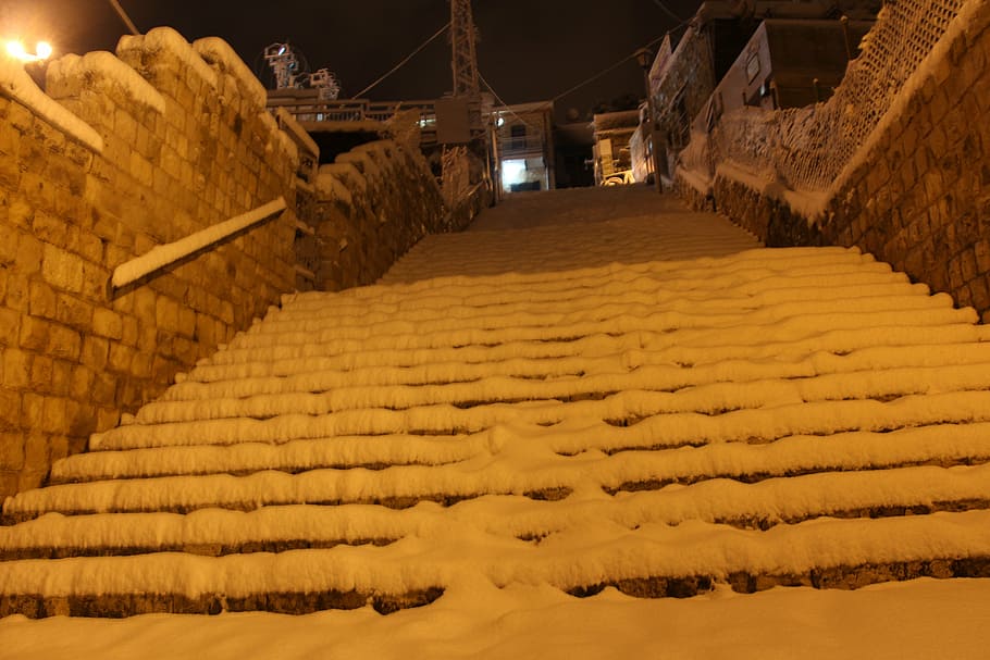 stairs, snow, heaven, architecture, built structure, no people HD wallpaper