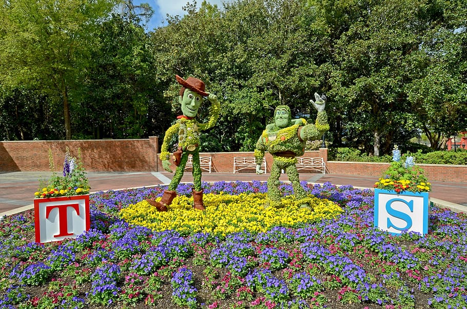 disney, woody, buzz lightyear, plant, representation, art and craft HD wallpaper