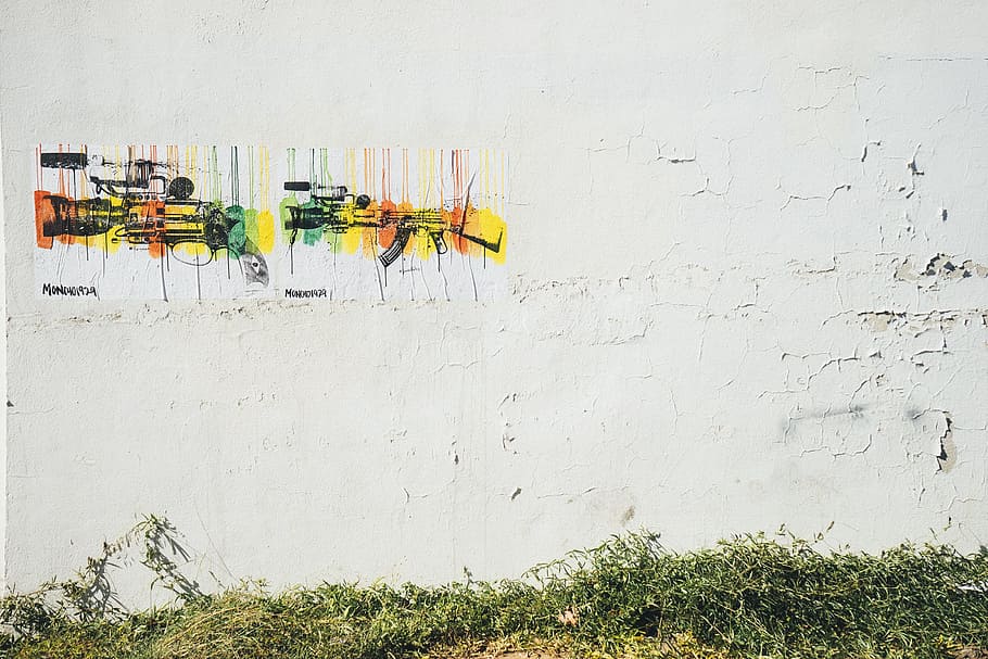 painted graffiti on wall, Grass, Background, Painting, creative HD wallpaper