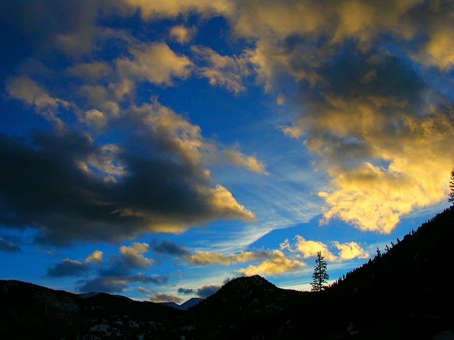 mountains, sunset, sky, clouds, outdoors, scenic, tranquil HD wallpaper