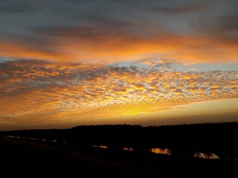 Cloud, Sunset, Fluffy, sky, red, in the evening, nature, dusk HD wallpaper