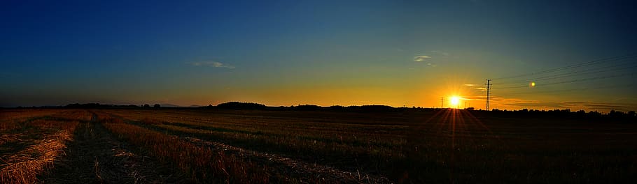 wide angle photo of road during golden hour, landscape, panorama HD wallpaper