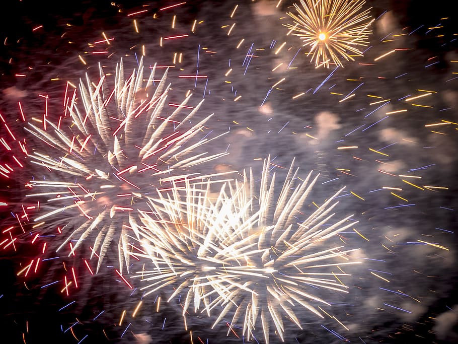 fires, artificial, light, lights, bright, night, beautiful HD wallpaper