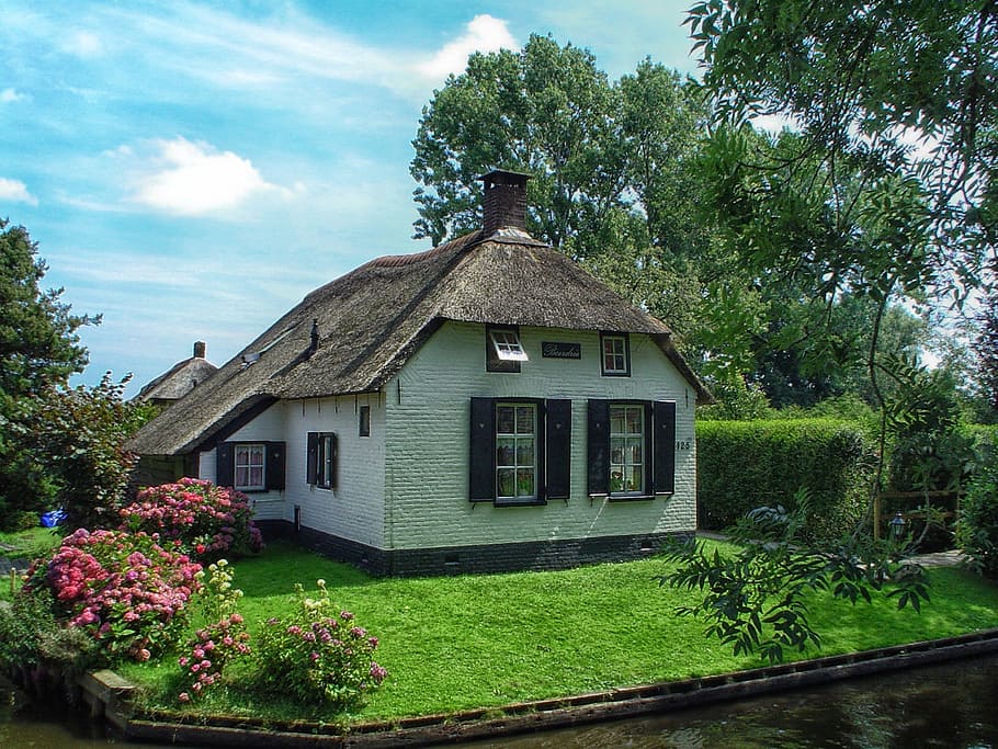 Giethoorn, Farm, House, Cottage, Village, romance, holland, HD wallpaper