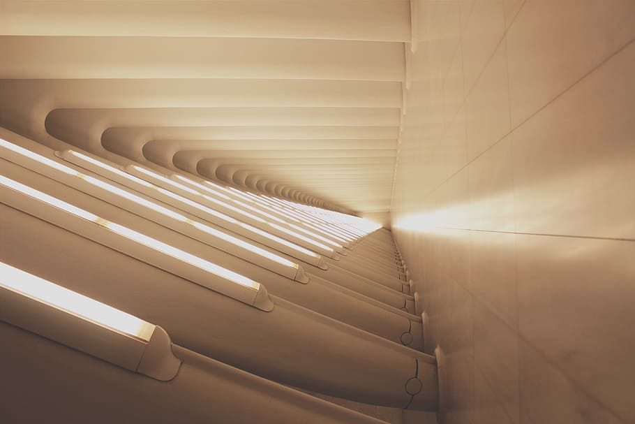 hallway with lights, lightning, design, architecture design HD wallpaper