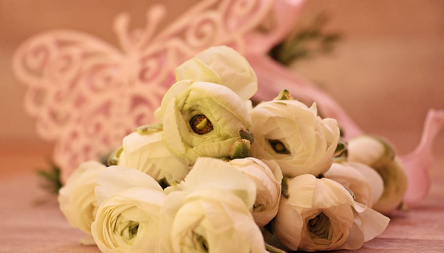 Flowers, Bouquet, ranunkeln, cheerful, decorative, floristry, HD wallpaper