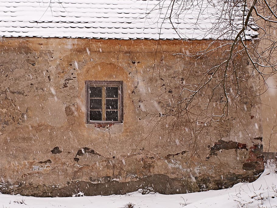 Winter, Snow, Snowing, Wall, Snowy, flakes, solitude, window HD wallpaper